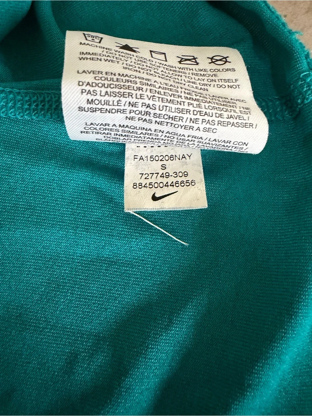 Nike Womens Elastika Dri-Fit Tank Top Small Teal Green Just Do It Racerback Gym
